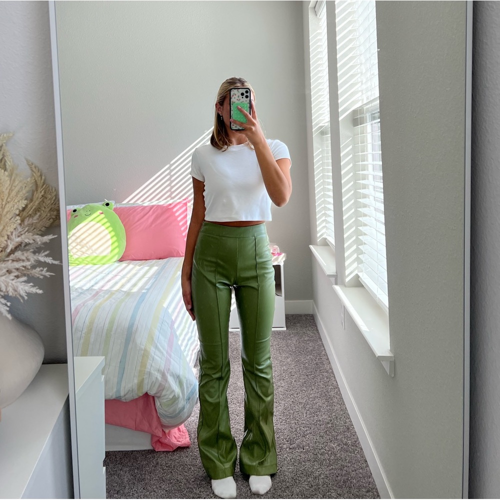 Princess Polly Green Leather Pants